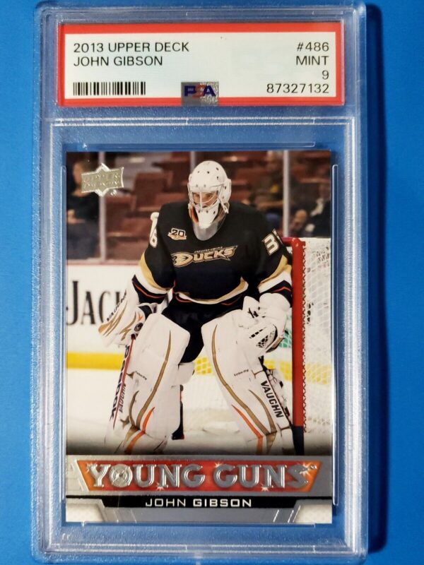 John Gibson 2013-14 Upper Deck Young Guns Rookie Card Graded PSA 9 #486