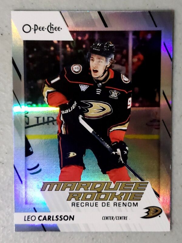 Leo Carlsson 2023-24 O-Pee-Chee Rainbow Foil Marquee Rookie /350 #599