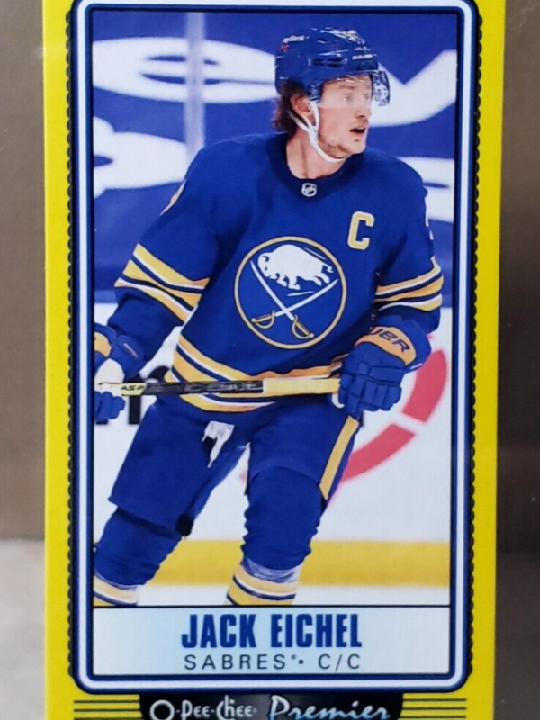 Jack Eichel 2021-22 O-Pee-Chee Yellow Parallel Tallboy Mini OPC Insert #P-29