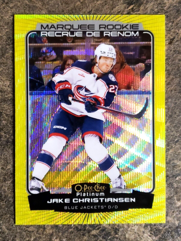 Jake Christiansen 2022-23 O-Pee-Chee Platinum Neon Yellow Surge SP Rookie #254