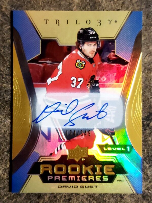 David Gust 2023-24 Trilogy Rookie Premieres Gold Auto /349 #120
