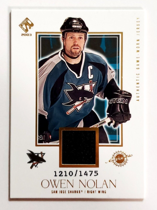 Owen Nolan 2002-03 Pacific Private Stock Game Used Jersey /1475 #142