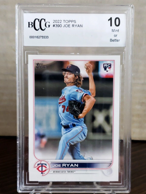 Joe Ryan 2022 Topps Baseball Rookie Card Graded BCCG 10 Mint+ #390