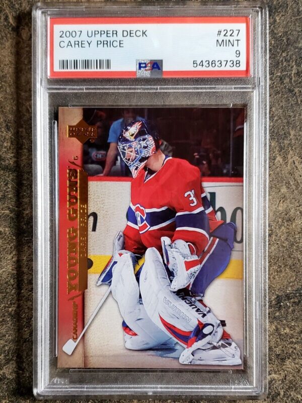 Carey Price 2007-08 Upper Deck Young Guns Rookie Card Graded PSA 9 Mint RC #227