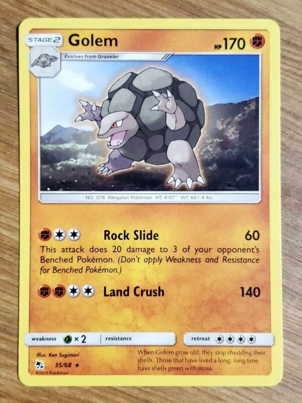 Golem Hidden Fates Rare Stage 2 Fighting Pokémon TCG 35/68