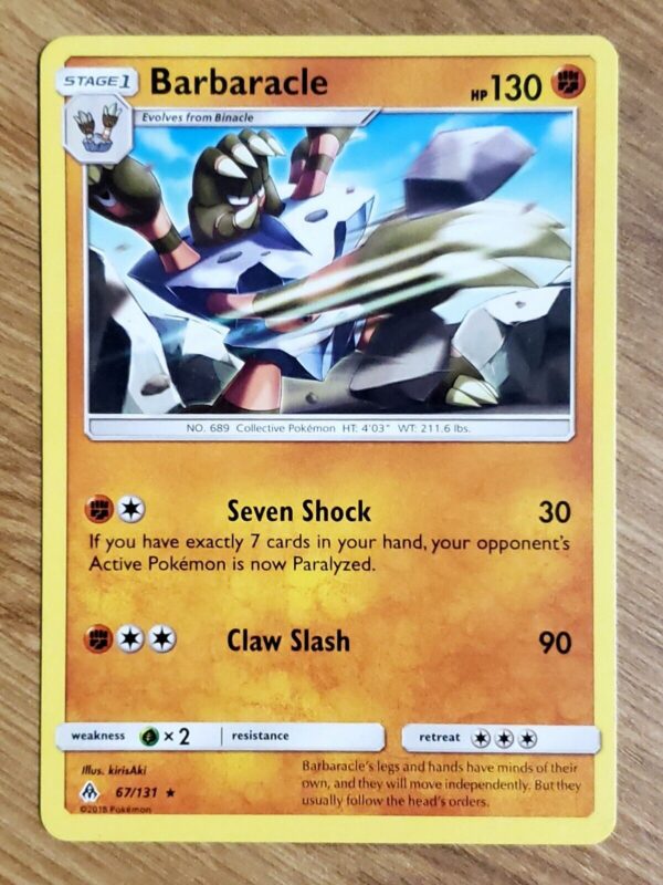 Barbaracle Sun & Moon Forbidden Light Rare Stage 1 Fighting Pokémon TCG 67/131