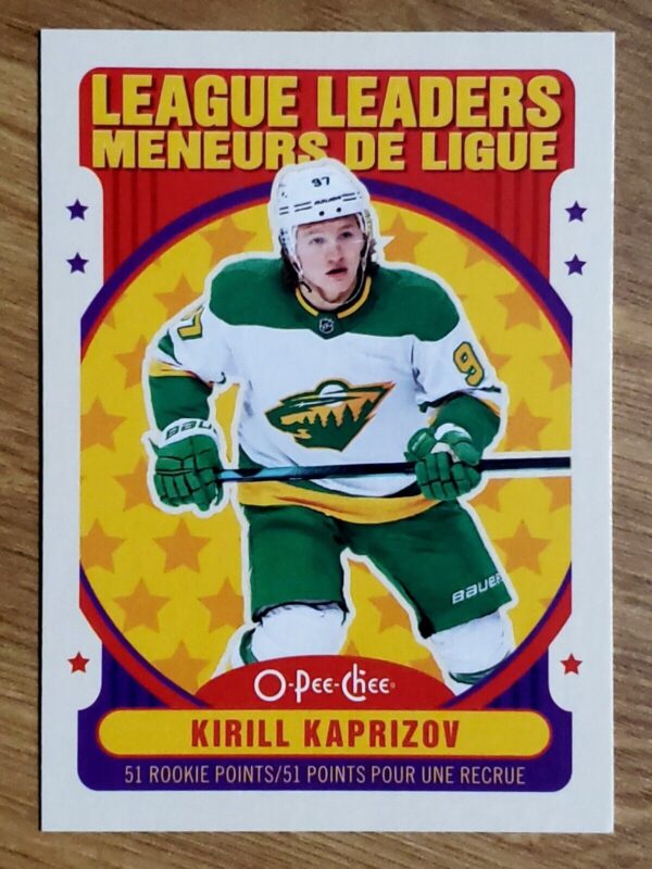 Kirill Kaprizov 2021-22 O-Pee-Chee Retro League Leaders OPC Insert #590