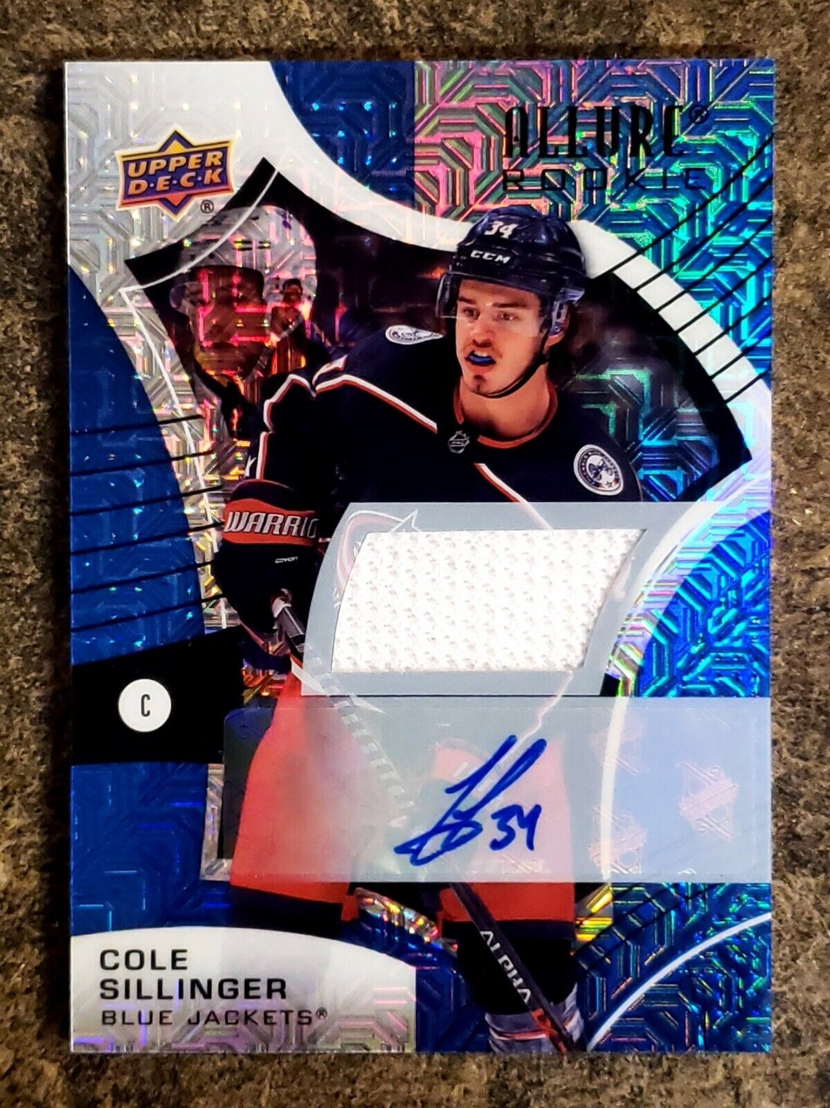 Cole Sillinger 2021-2022 Allure Blue RPA Rookie Patch Auto /75 #116