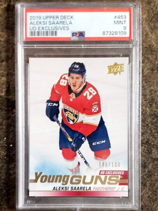 Aleksi Saarela 2019-20 Upper Deck Young Guns Exclusive /100 Rookie PSA 9 #453